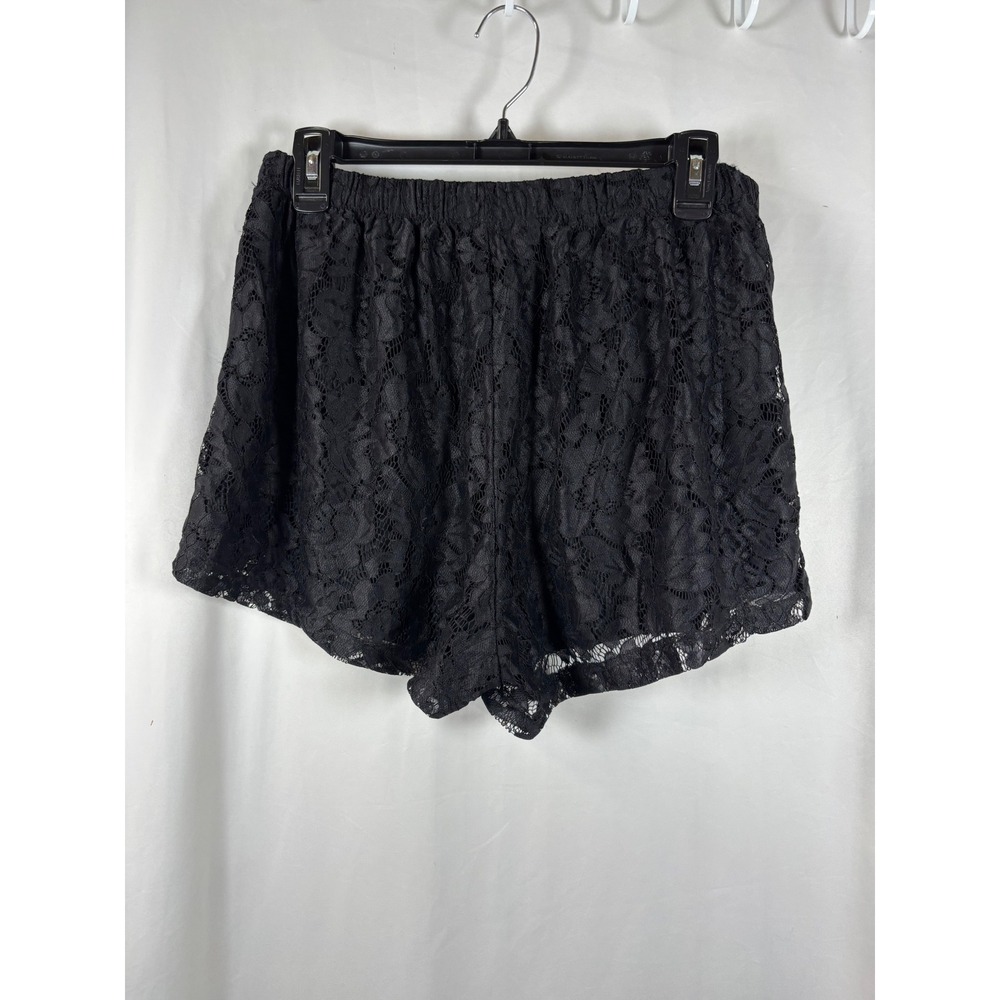 Ekouaer Womens Black Floral Lace Elastic Waist Lounge Sleep Shorts XXL